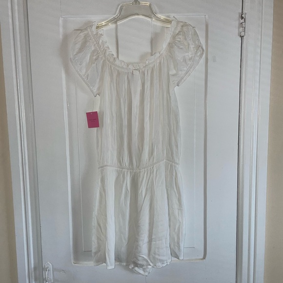 Kate Spade New York Off The Shoulder White Swim Romper - Picture 6 of 16